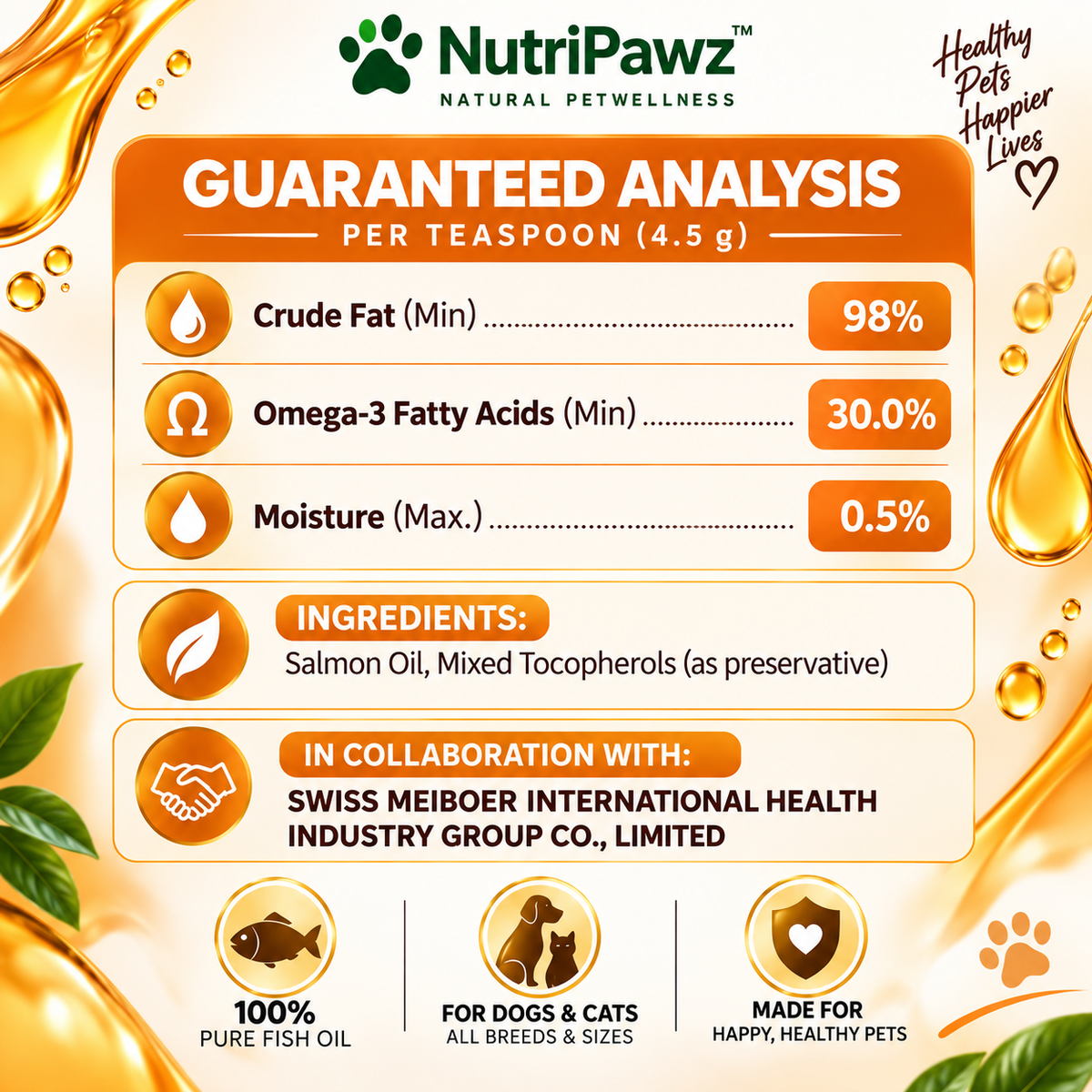 NutriPawz™ Premium Wild Alaskan Salmon Oil - Shiny Coat & Skin Anti-Itch Supplement